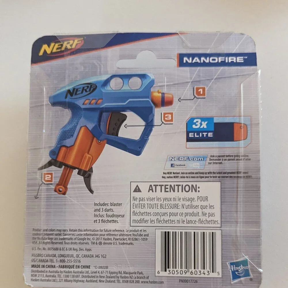 NWT 2 NERF Nanofire Elite N-Strike Blaster Guns Foam Darts Set Age 8+ Hasbro NEW
